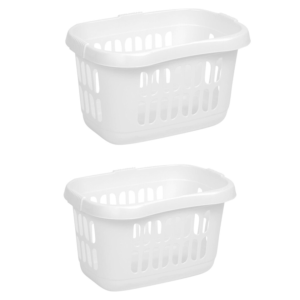 image 1 of 2 x Large Plastic Ice White Hipster Laundry Baskets For Laundry Rooms White