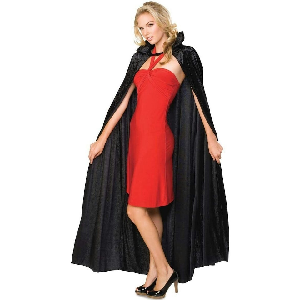 Rubies Crushed Velvet Cape - Black - One Size Black | One Size