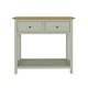 image 5 of Taberno Oak 2 Drawer Console Hallway Table Sage Green Green