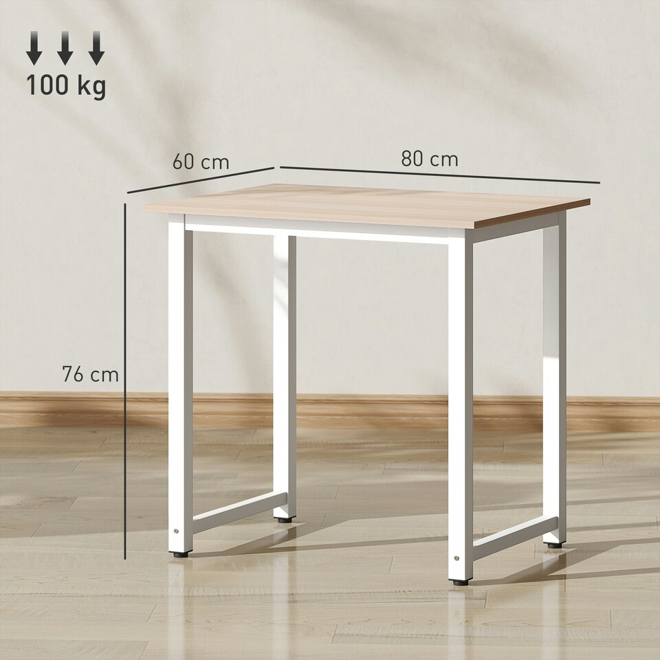 image 1 of HOMCOM Modern Computer Desk, Writing Table with Metal Frame, White | Multi | 80W x 60D x 76Hcm