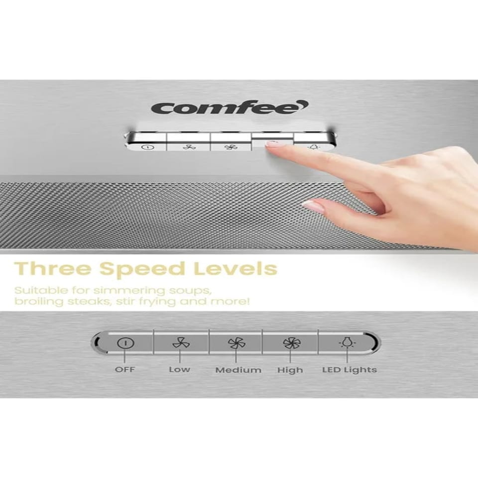 image 1 of Comfee Metal Insert Range Hood Cooker Extractor with 3-Speed Modes - 52cm