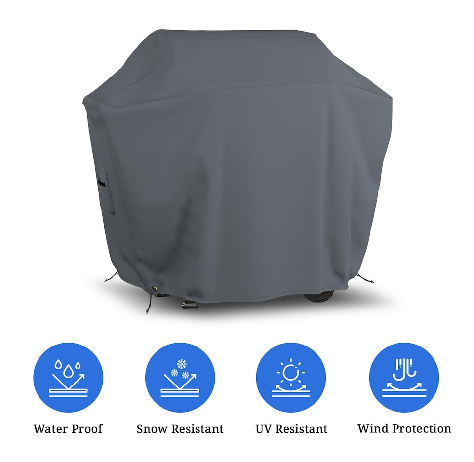 image 1 of Covers&All BBQ Grill Cover, 12 Oz Waterproof UV & Weather Resistant, Outdoor Cover with Air Vents, 58 in x 58 Inch, Grey