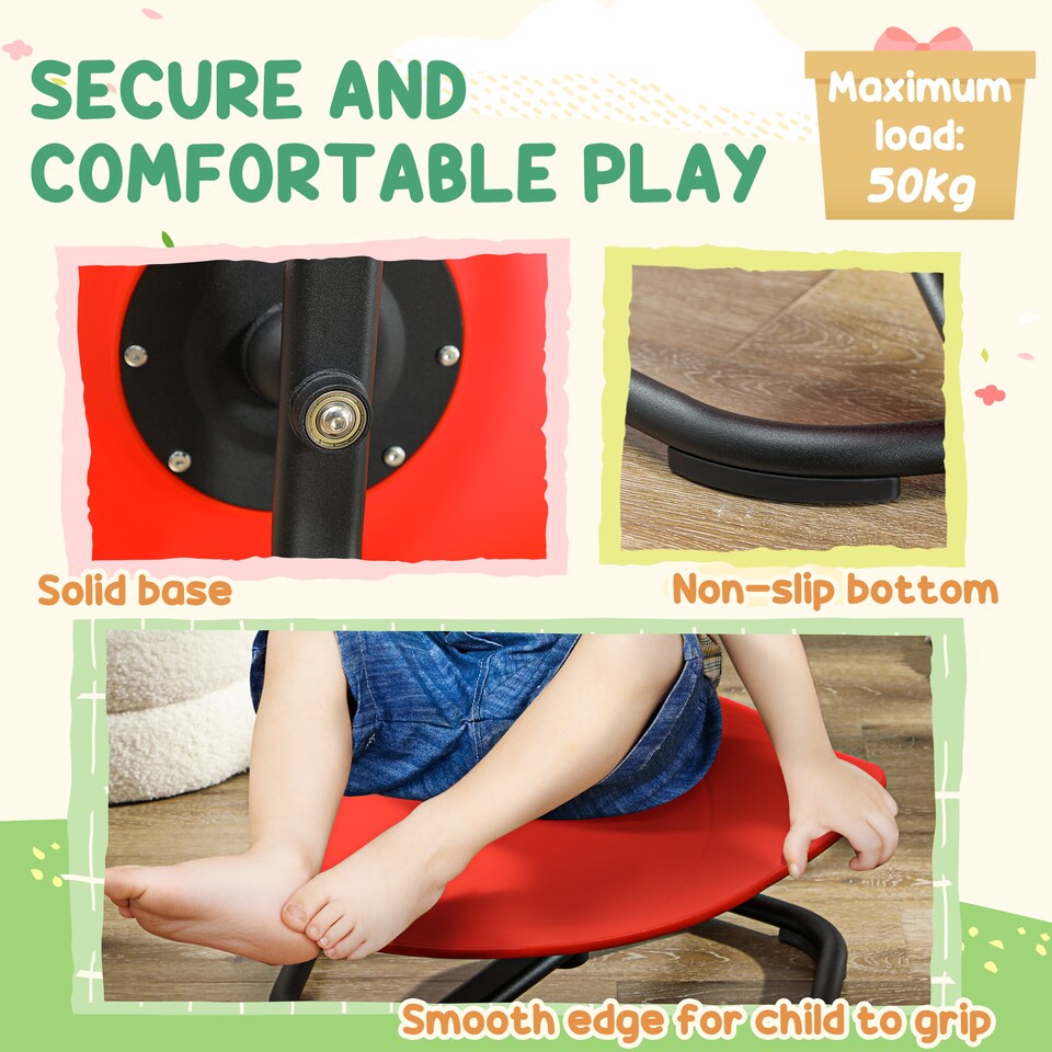 image 1 of AIYAPLAY Sensory Spinning Chair for Kids, for Balance, Coordination, Red