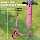 image 3 of AIYAPLAY Kids Scooter, Foldable Kick Scooter w/ Adjustable Handlebar, Pink | Pink