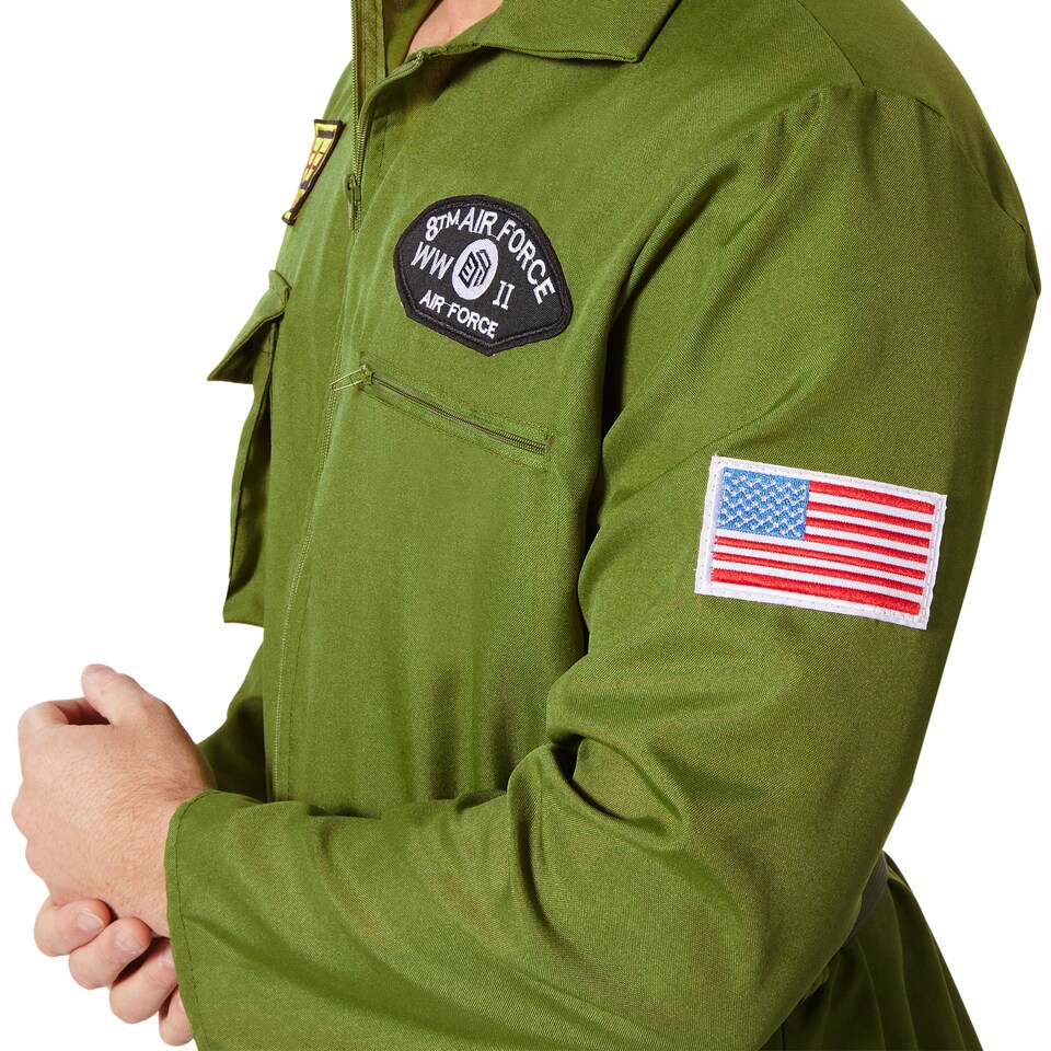 image 1 of Mens Fancy Dress Costume - Air Force Pilot | Green | green | 2XL | 1