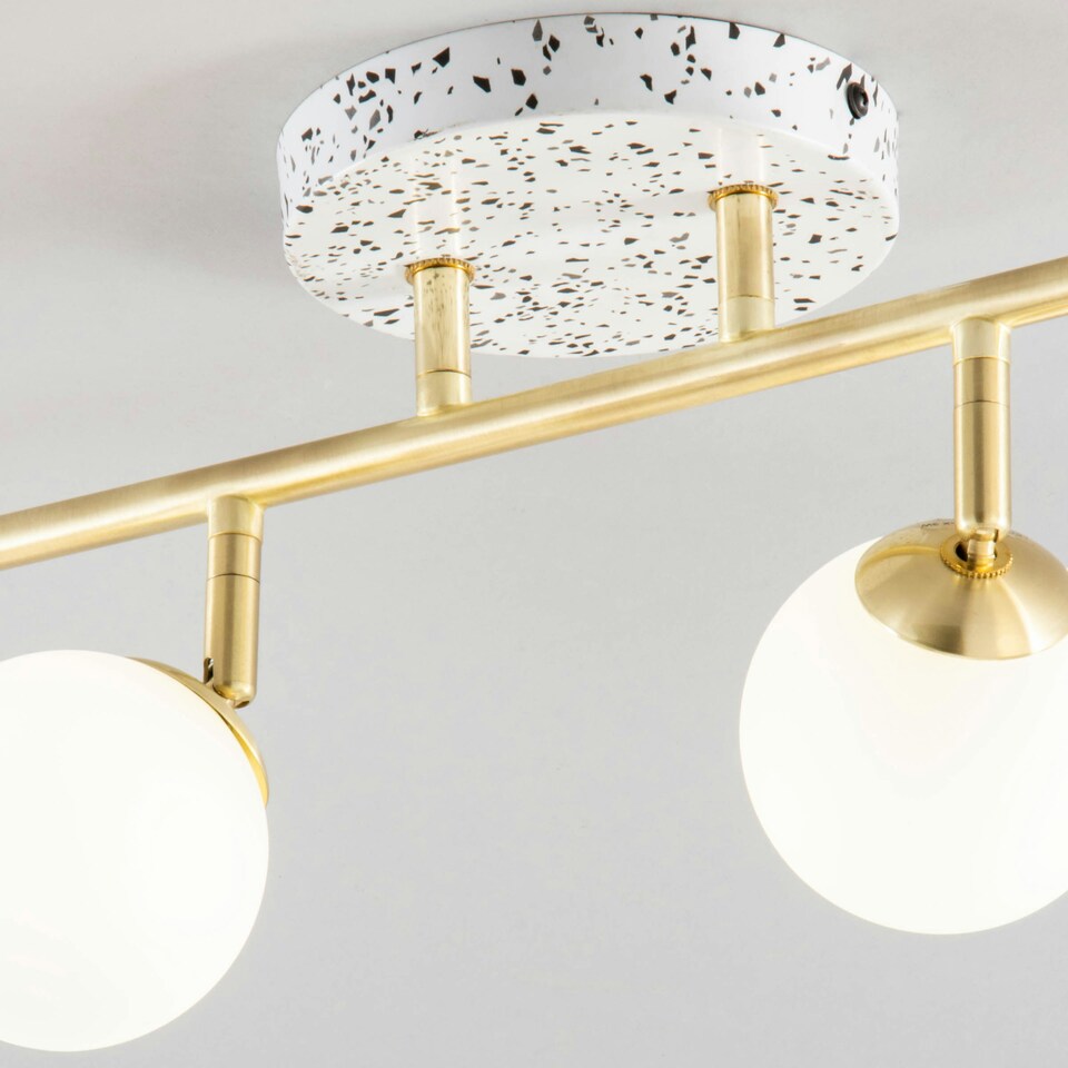 image 1 of BHS Lott Terrazzo Opal Ball 4 Light Spotlight Bar, Satin Brass | Gold | Satin Brass | 1