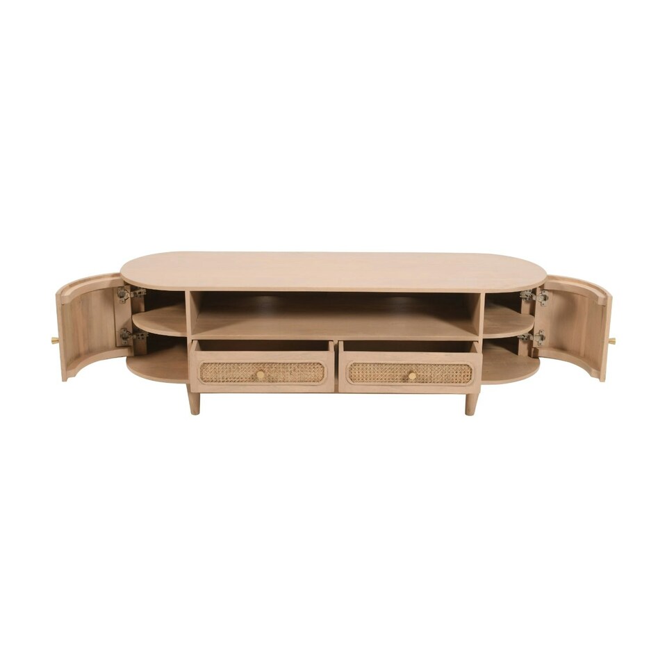 image 1 of Carlester Cane And Wood 2 Drawers TV Cabinet Brown
