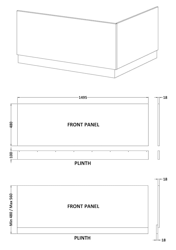 image 1 of Balterley MDF Bath Front Panel & Plinth | White | Gloss White | 1