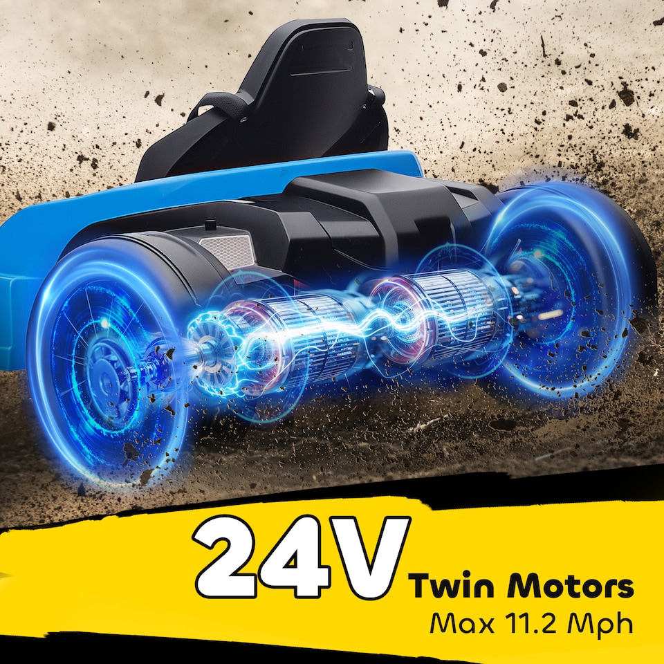 image 1 of AIYAPLAY 24V Electric Go Kart with Drift Mode, Adjustable Seat, Blue