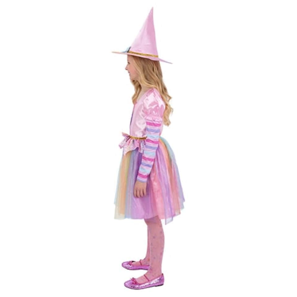 image 1 of Pastel Rainbow Witch Girls Fancy Dress Costume Kids Medium - Age 7-9
