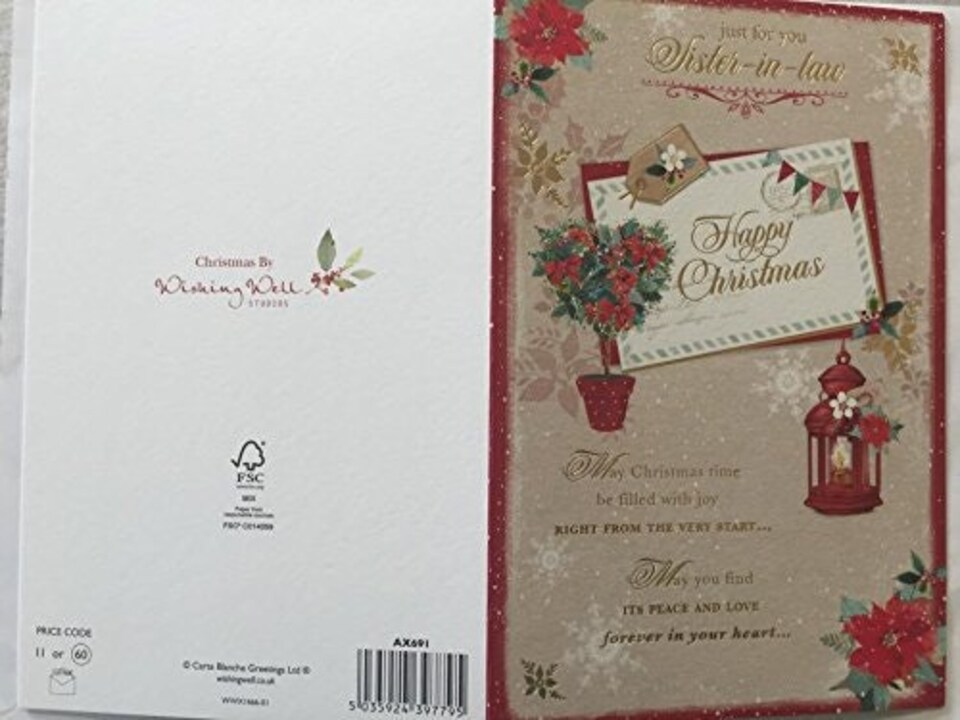 image 1 of TRADITIONAL SISTER-IN-LAW NICE VERSE GOLD FOIL CHRISTMAS GREETING CARD