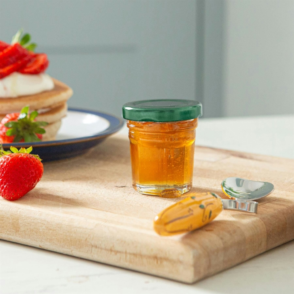 image 1 of Argon Tableware Glass Jam Jars with Green Lids - 30ml - Pack of 6