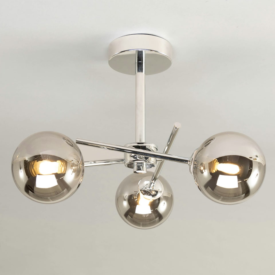 image 1 of BHS Nera 3 Light Flush Bathroom Ceiling Light | Silver | Chrome | 1