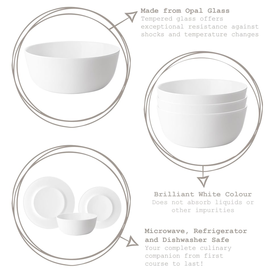 image 1 of Bormioli Rocco Toledo Glass Serving Bowl - 19cm - White | White | White