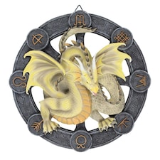 Anne Stokes Mabon Resin Dragon Plaque - Yellow/Grey - One Size