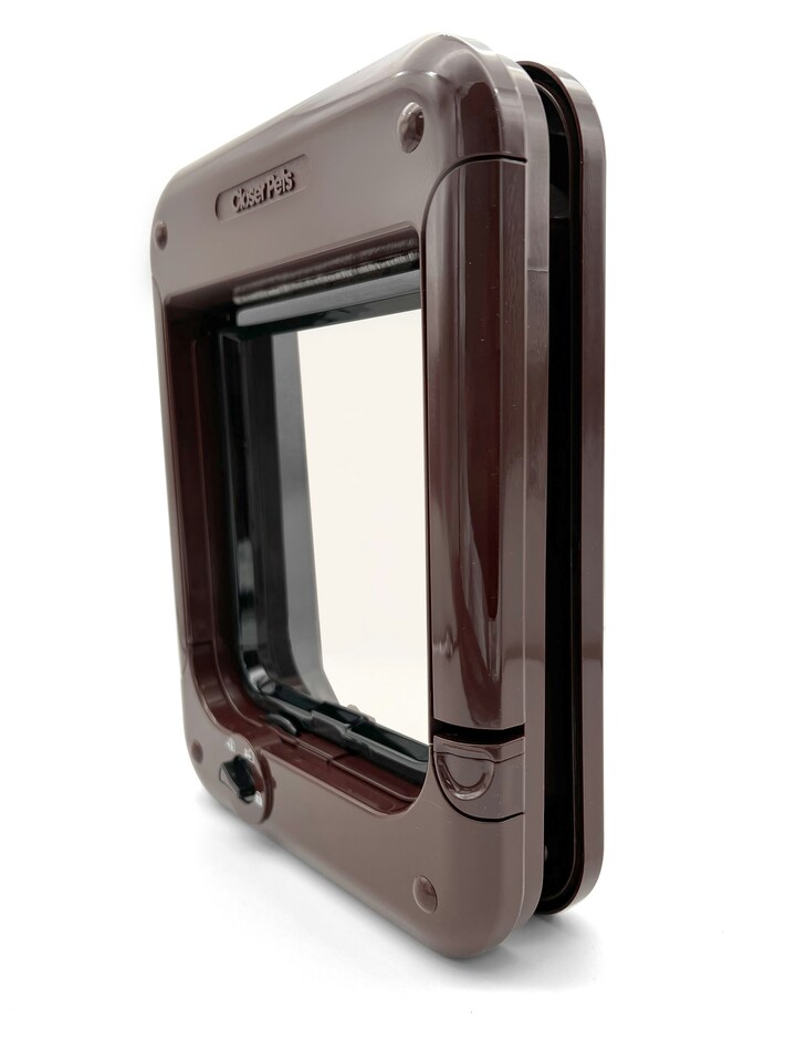 image 1 of Closer Pets Rotary 4-Way-Locking Cat Flap - Brown (CP358B)