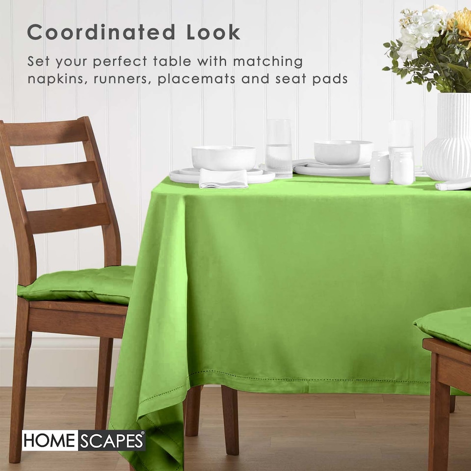 image 1 of Homescapes Lime Green Tablecloth - 178 x 300 cm | Green | 178cm x 300cm (70" x 120")