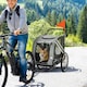 image 2 of PawHut 2-In-1 Dog Bike Trailer Stroller w/ Universal Wheel Reflector Flag Grey