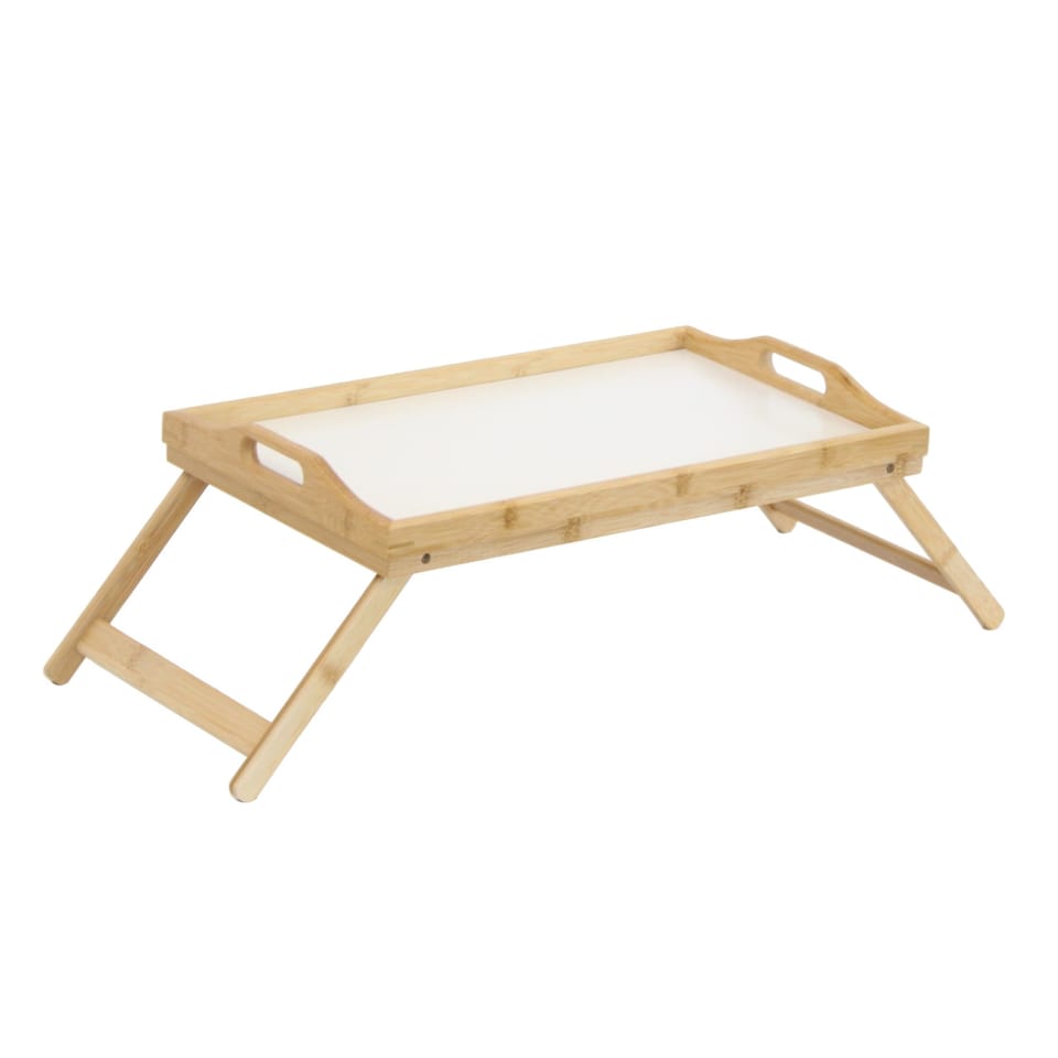 image 1 of Folding Wooden Bamboo Breakfast in Bed Lap Tray | Brown