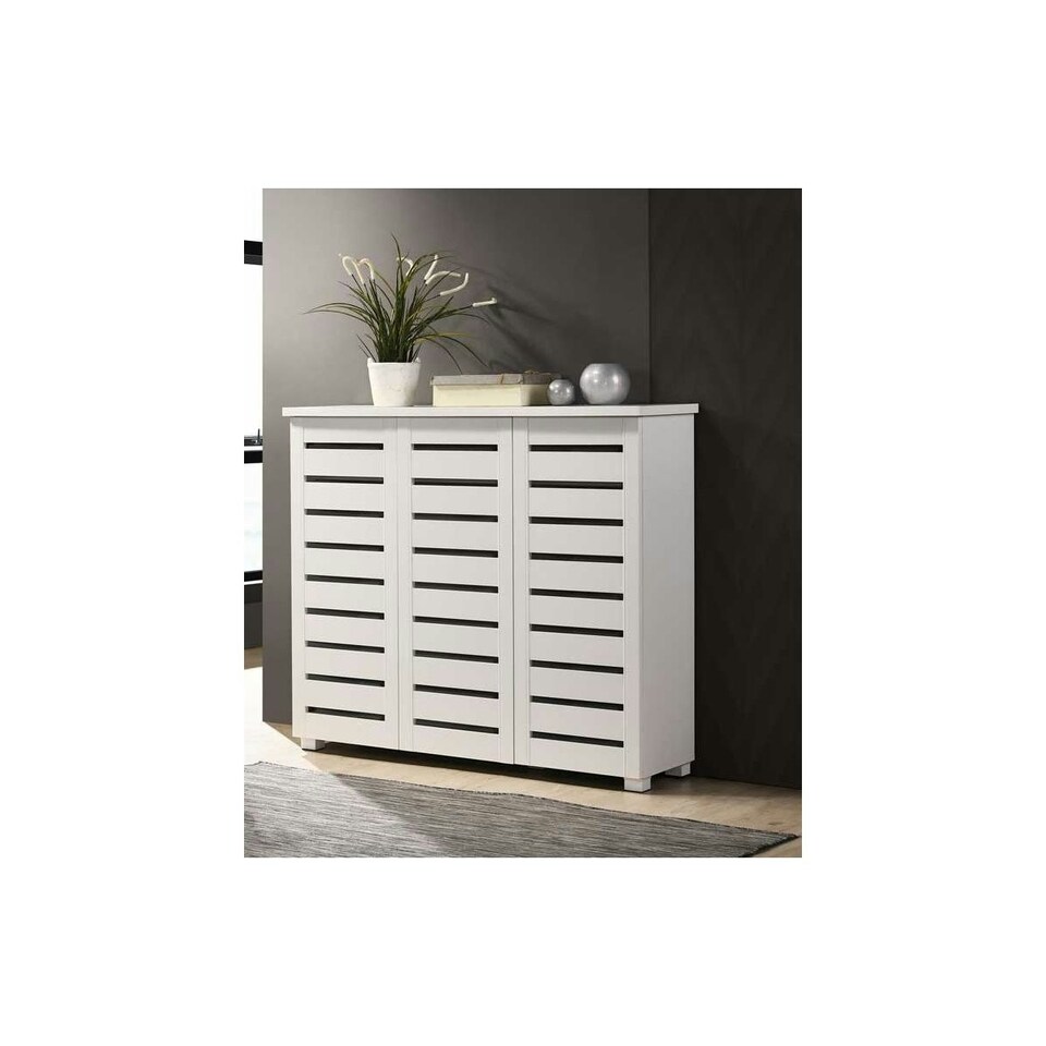 image 1 of Essentials 3 Door 5 Tier Shoe Cabinet White Finish