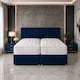 image 2 of 5ft Kingsize Zip Link 6x3 Length Blue Plush Divan Bed Full Set No Drawers