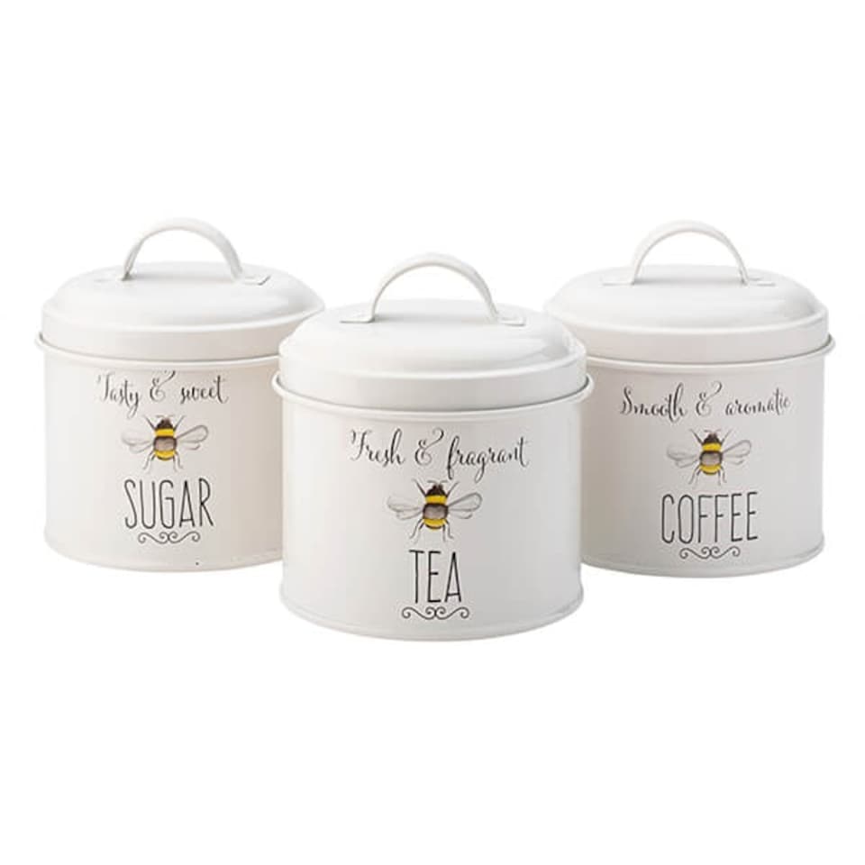 image 1 of English Tableware Company Bee Happy Painted Steel Storage Tin Set
