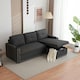 image 2 of Sofabed 3 Seater Reversible Sectional Sofa Sleeper Set with Storage Chaise, Built-in Cupholder, Decorative Rivets, Pull-out Bed, and Dark Grey Fabric Grey
