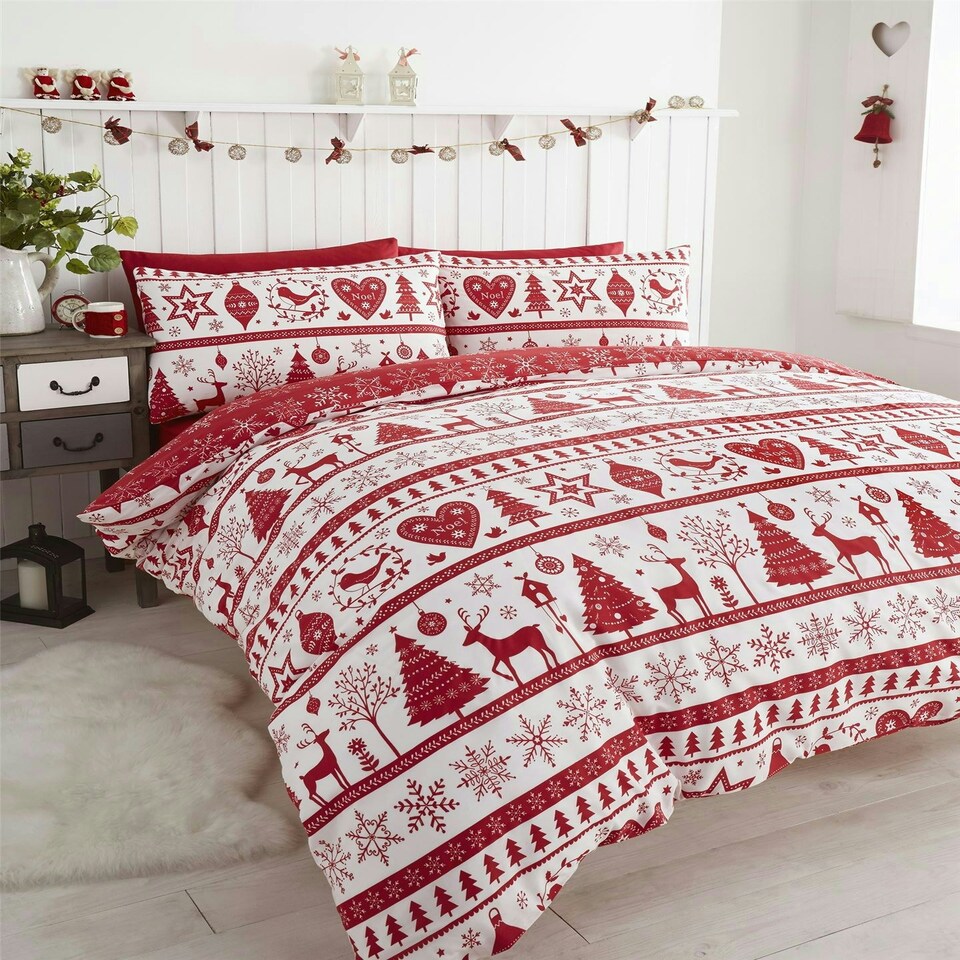 Noel Red Duvet Cover Set Red | Single