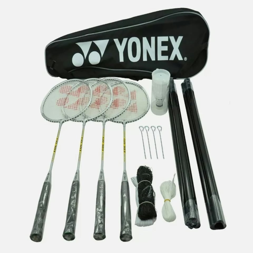 image 1 of YONEX 4 Player Badminton Set, black/ali, one size, K-REY-YXR150