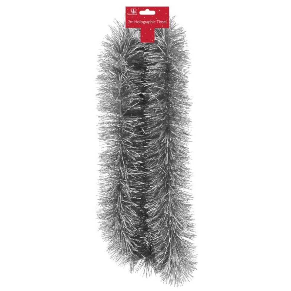 image 1 of 2m Silver Christmas Holographic Luxury Tinsel
