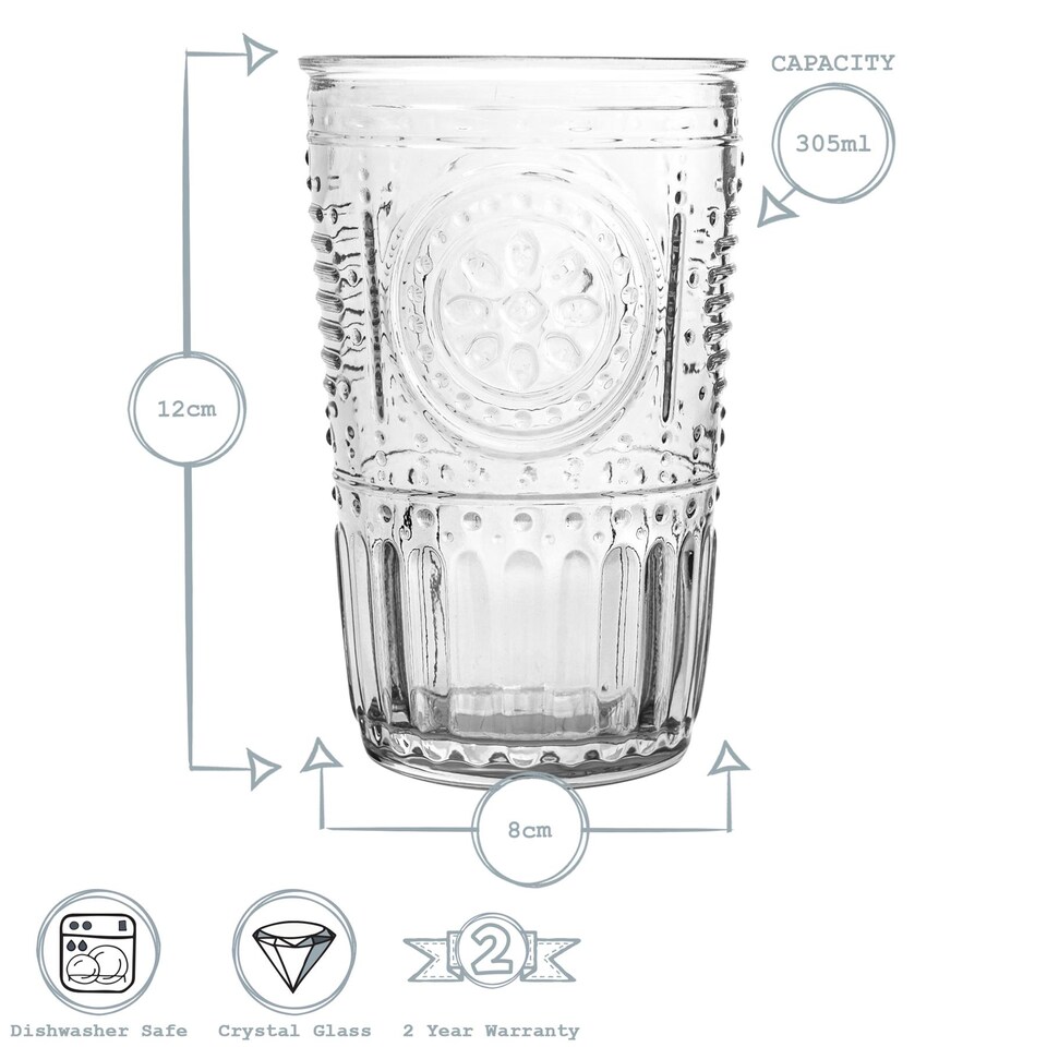 image 1 of Bormioli Rocco Romantic Water Glasses - 305ml - Clear - Pack of 6