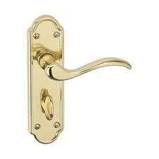 Lisbon Metal Lever Latch Door Handles Set Round Rose Internal & External | Silver | Polished Brass Bathroom