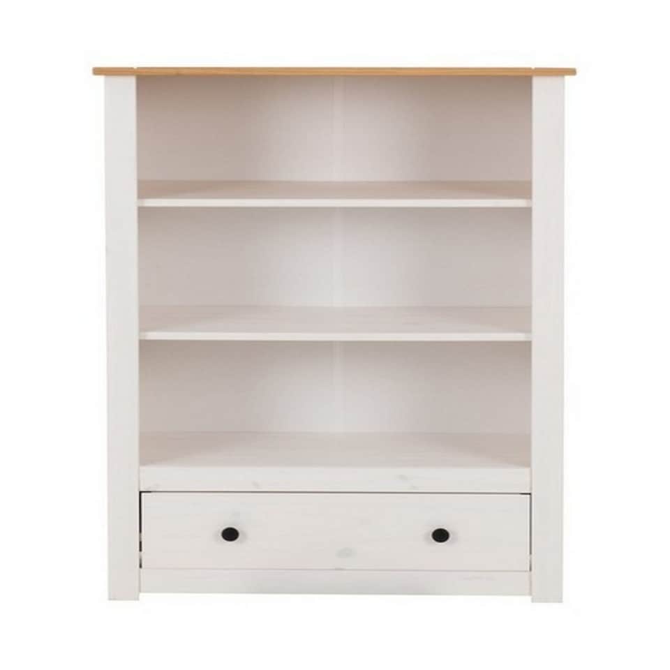 image 1 of Panama 1 Drawer Bookcase - L35 x W80 x H110.5 cm - White/Natural Wax | White