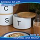 image 4 of Harbour Housewares 3pc Stacking Tea Coffee Sugar Canister Set with Bamboo Lids - Black