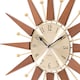 image 4 of Acctim Wolcott Large Wall Clock Sunburst Quartz Mid-century Metal & Wooden Spoke Dark Wood 50cm