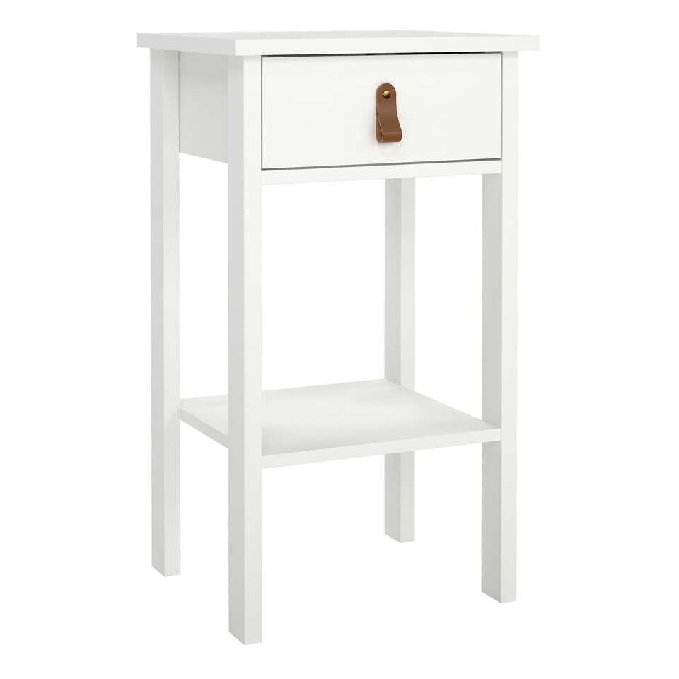 image 1 of Barcelona Bedside Table with 1 Drawer in White