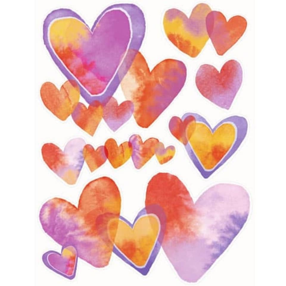 Watercolour Hearts Window Cling Decorations 43cm