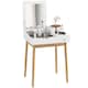image 1 of HOMCOM Dressing Table with Flip-up Mirror, Makeup Desk with 2 Drawers and Pine Wood Legs, Vanity Table Writing Desk for Bedroom Living Room, White