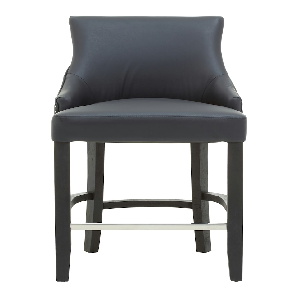 image 1 of Interiors by Premier Black Bar Stool with High Back, Velvet Seat Breakfast Bar Chair, Kitchen Stool with Footrest, Chair for Bar