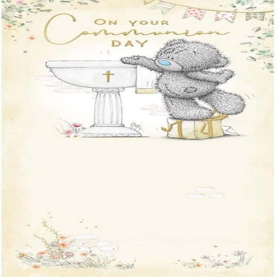 image 1 of Bear At Font On Your Communion Day Card