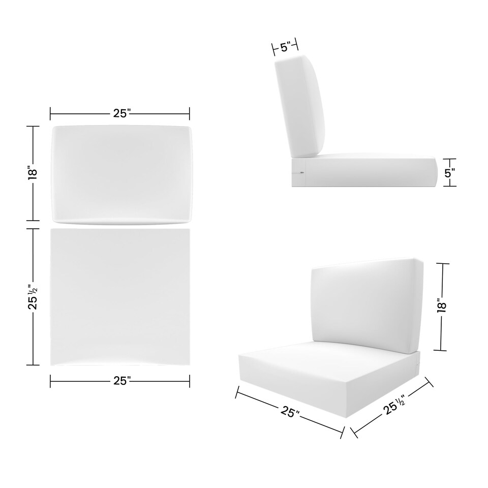image 1 of Covers&All Replacement Cushions for Outdoor Furniture, Cushions with Cover Made of Cover Rite Fabric, 25.5in D x 25in W, Grey