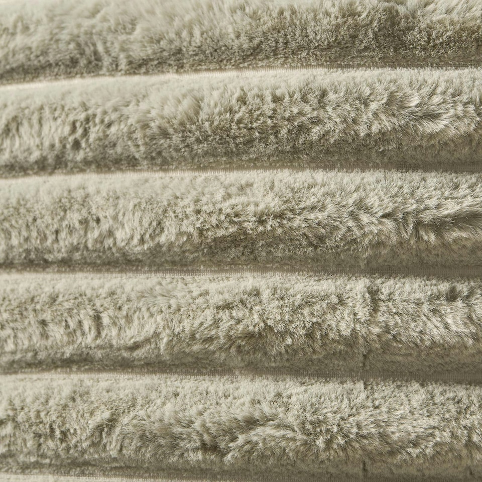 image 1 of OHS 4 x Faux Fur Matte Velvet Fleece Thick Ribbed Cushion Covers, 45x45cm - Sage Green | Green | Sage | 45x45cm | 4