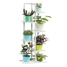 Living and Home Wooden Multi-Tiered Potted Plant Stand - White