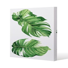 Twin Botanical Leaves (Canvas Print) / 90 x 90 x 4cm | Multi