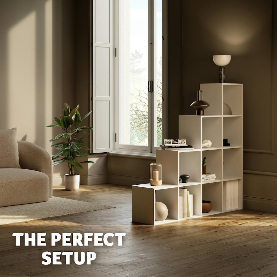 image 1 of Bookshelf Talisa - 10 shelving compartments in cube design White