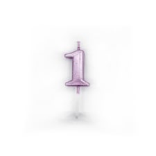 Pink Number 1 Candle Pink