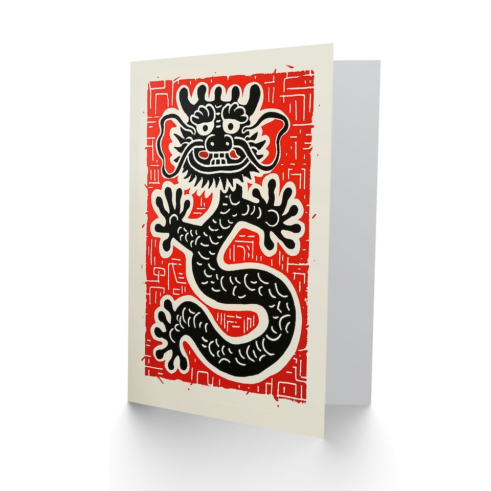 image 1 of Chinese Traditional Asian Red Man Woman Girl Birthday Card
