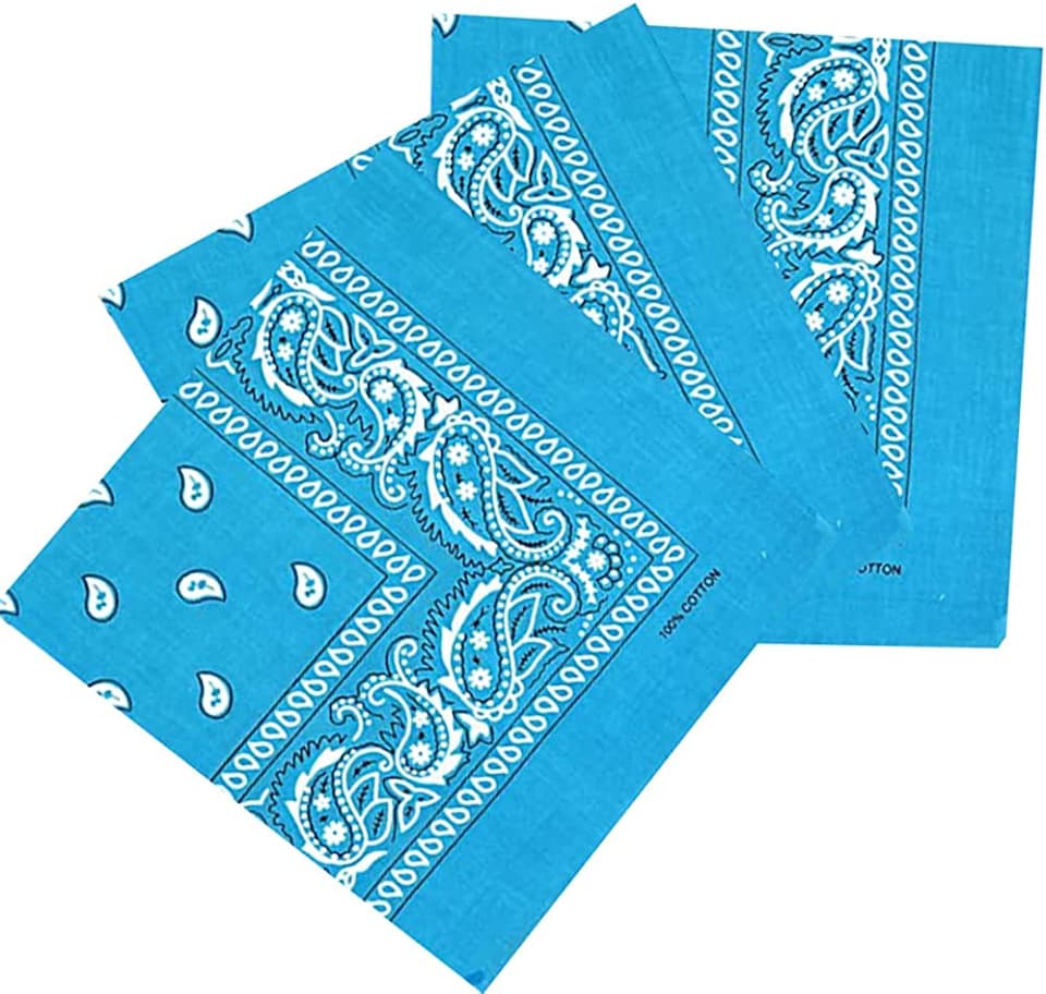 KAV 55x55cm Set of 3 Bandanas face mask Assorted Paisley Bandana - Head Wrap Scarf Wristband for Outdoor Sports, Hiking, Cycling (Aqua)