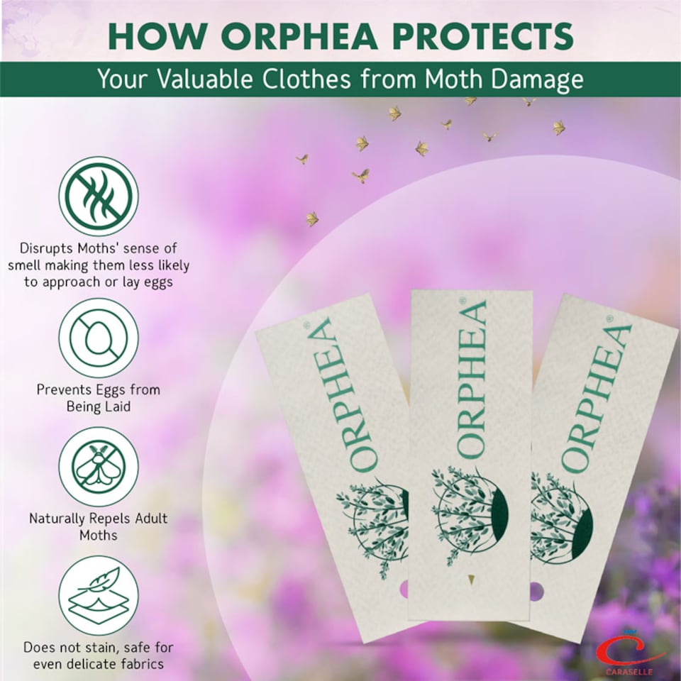 image 1 of Caraselle 2 x Packs of Orphea Anti Moth Strips - Lavender Scent (24 Strips in total)