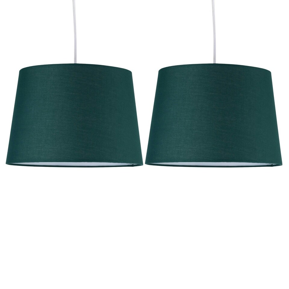image 1 of Set of 2 Dark Green 28cm Tapered Cylinder Pendant or Lamp Shades Green